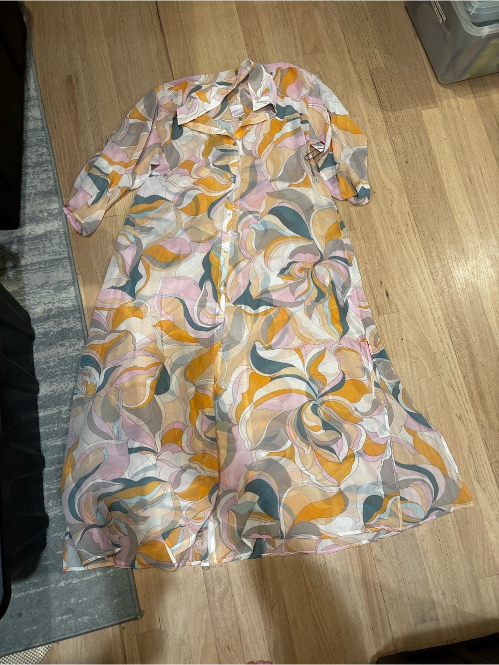 Forever 21 Abstract Swirl Maxi Dress in Yellow, Pink & Teal